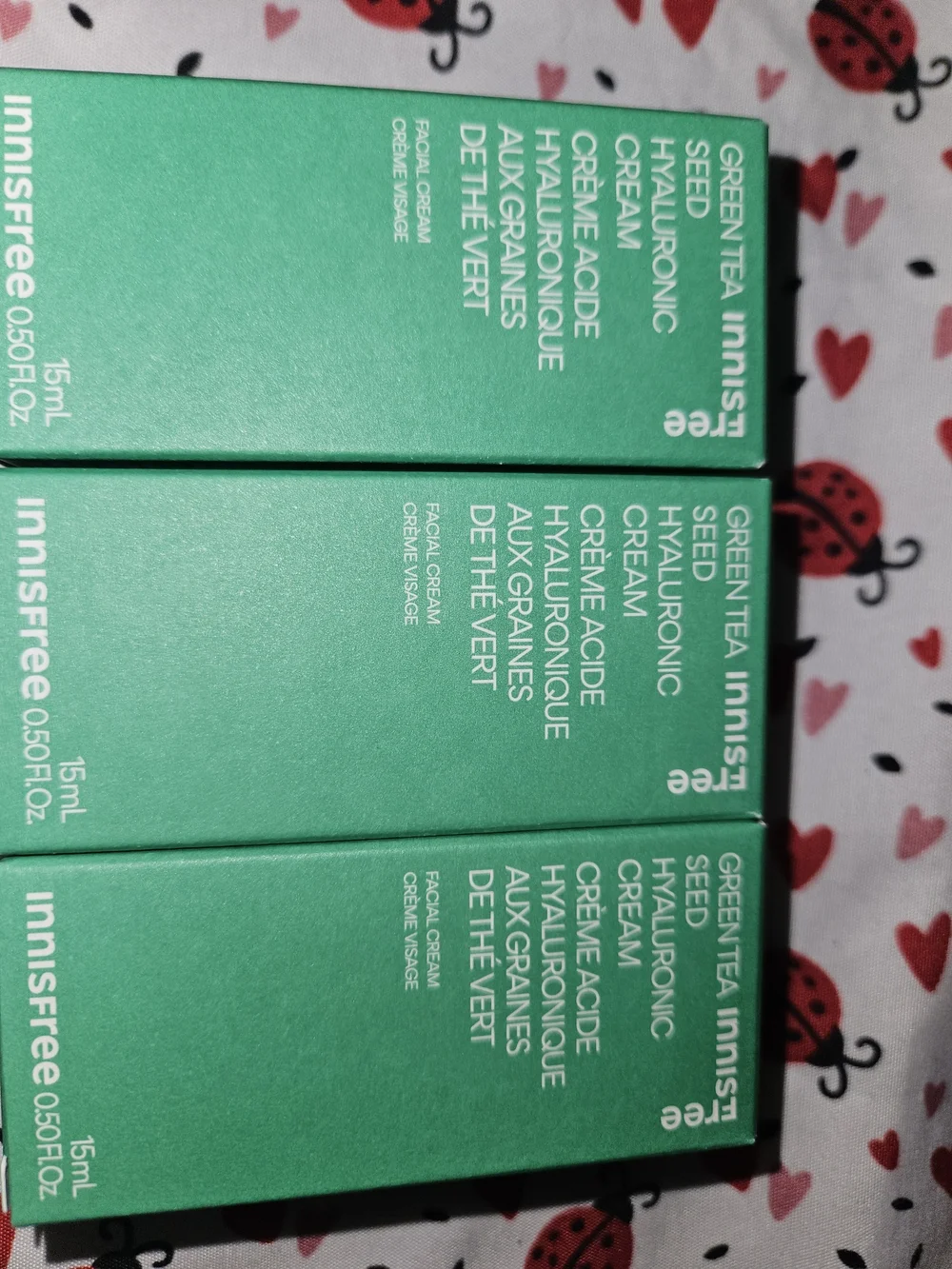 Lot of 3 Innisfree Green Tea Seed Hyaluronic facial cream 15 ml each exp 7/2027